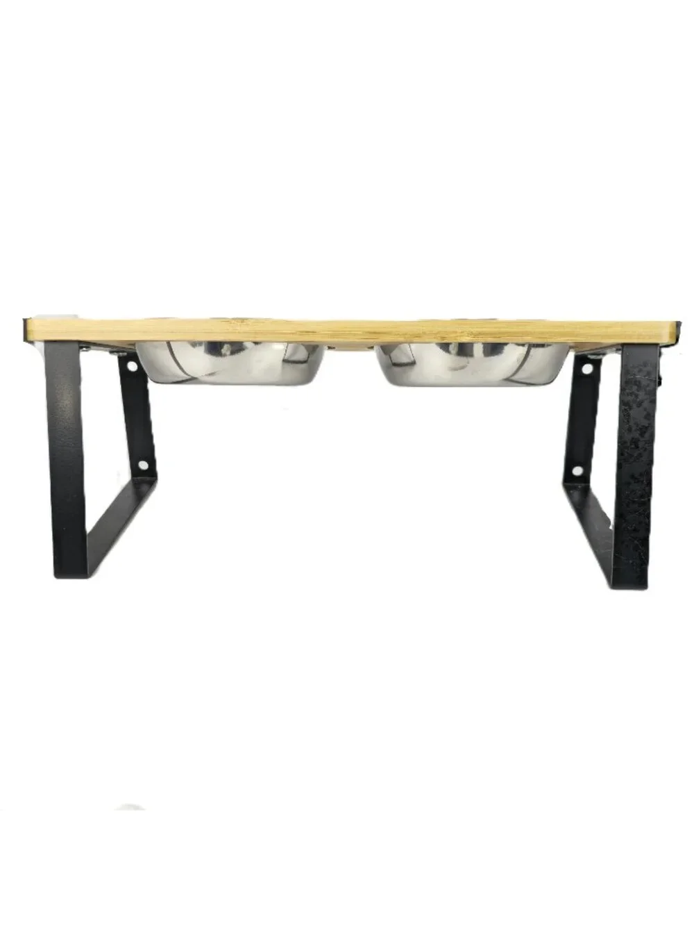 Elevated Dog Bowls with Wood Stand & Stainless Steel Pet Food Water Feeder